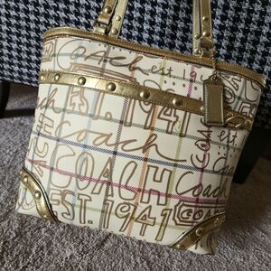 Coach Scribble Plaid Tote Bag – Style A1086-13188